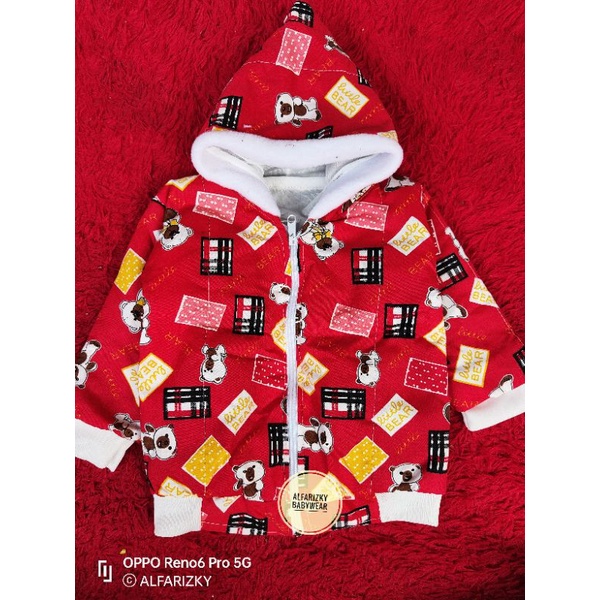JAKET BAYI TEBAL, MOTIF BEAR WARNA CERAH-1