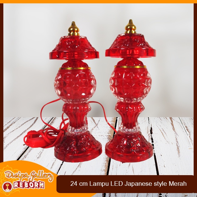 Lampu Sembahyang Altar Merah LED Japanese Style 24cm