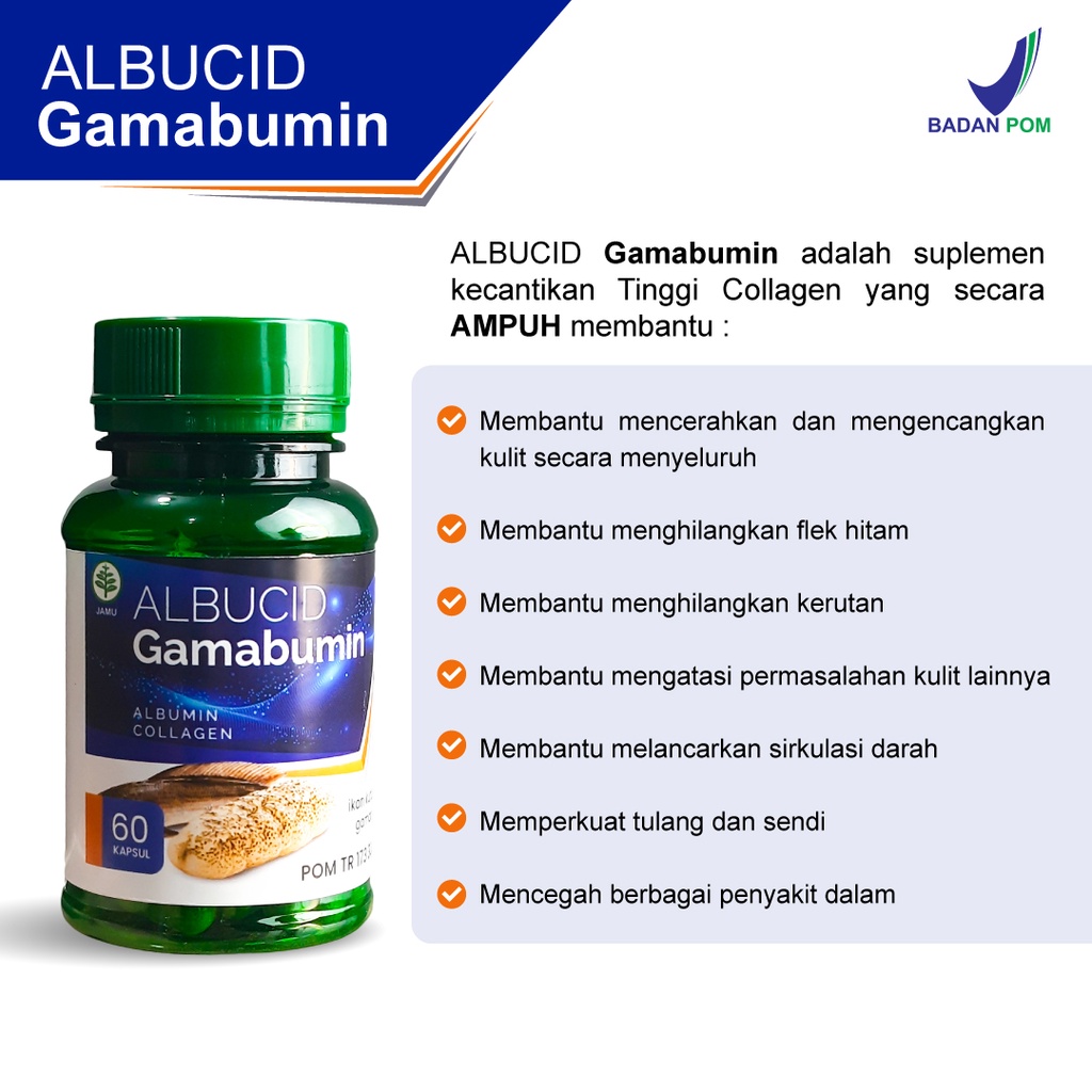 Kapsul Abucid Gamabumin Collagen Extrak Ikan Gabus Dan Gamat Emas Isi 60