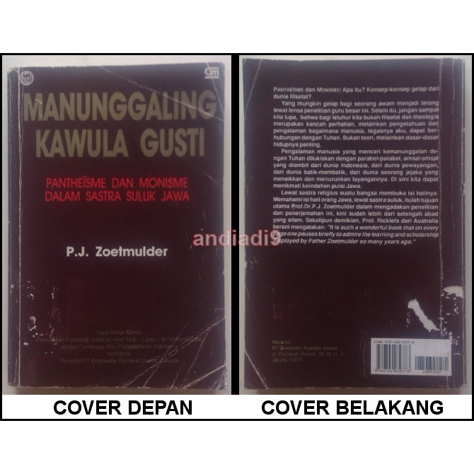 MANUNGGALING KAWULA GUSTI P.J. ZOETMULDER 2000 ORIGINAL
