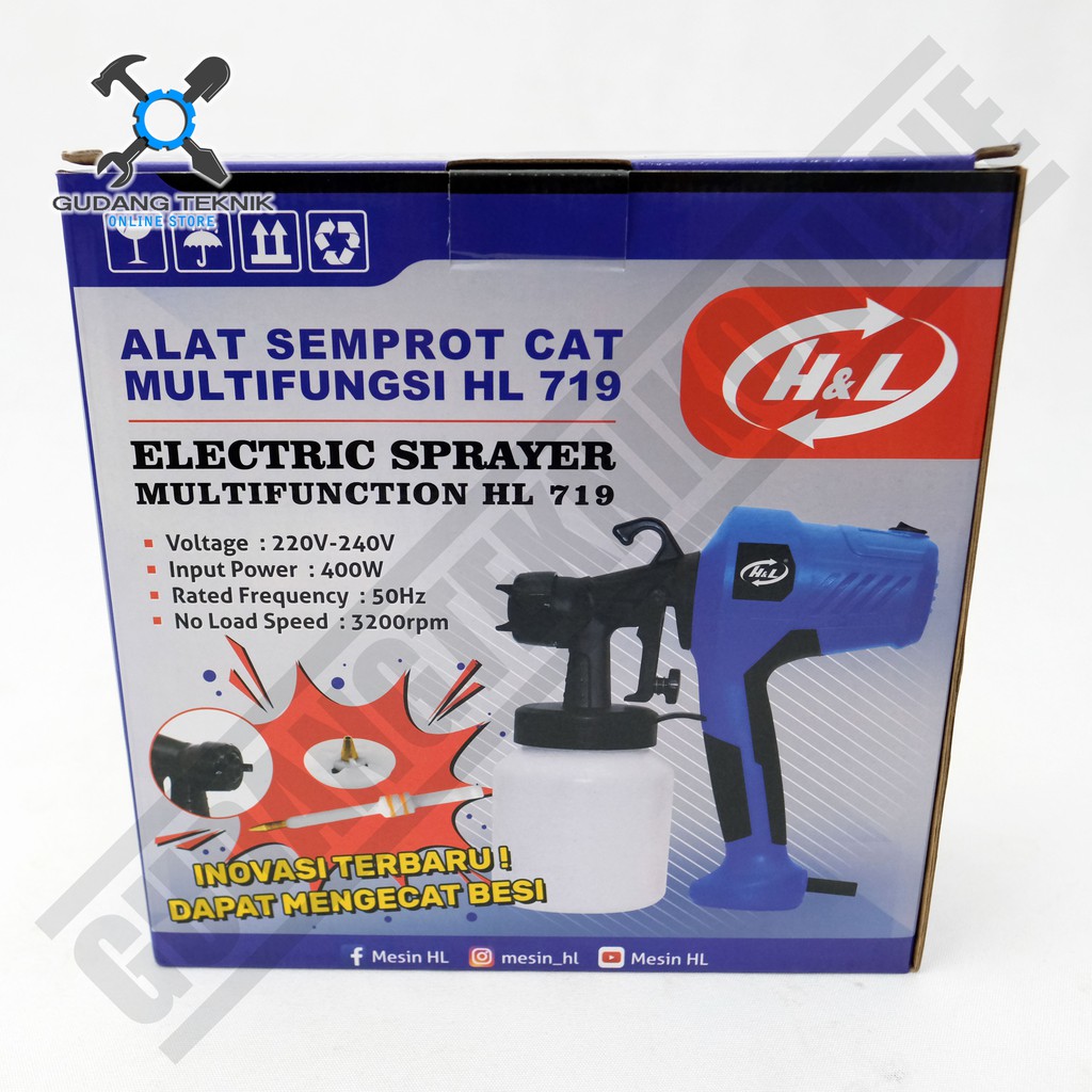 Elektric Spray Gun H&amp;L HL 719 - Alat Semprot Cat Elektrik H&amp;L HL719 Spraygun Elektrik