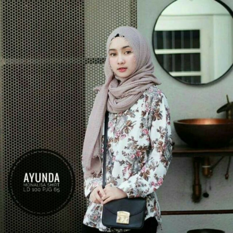 Kemeja wanita blouse lengan panjang motif bunga baju atasan ayunda terbaru 2021