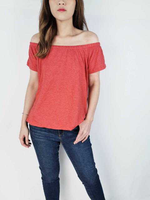 S oliver grey &amp; orange cotton sabrina blouse