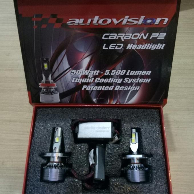 Led Autovision carbon P2 H4 50watt 5700K Lampu Mobil .