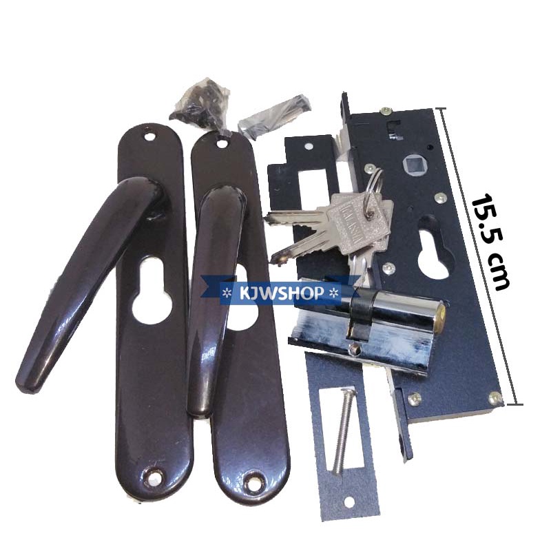 Kunci Pintu Kawat Nyamuk 1 Set Kunci Pintu Aluminium Set Bodi dan Kunci Handle Pegangan Pintu Kunci