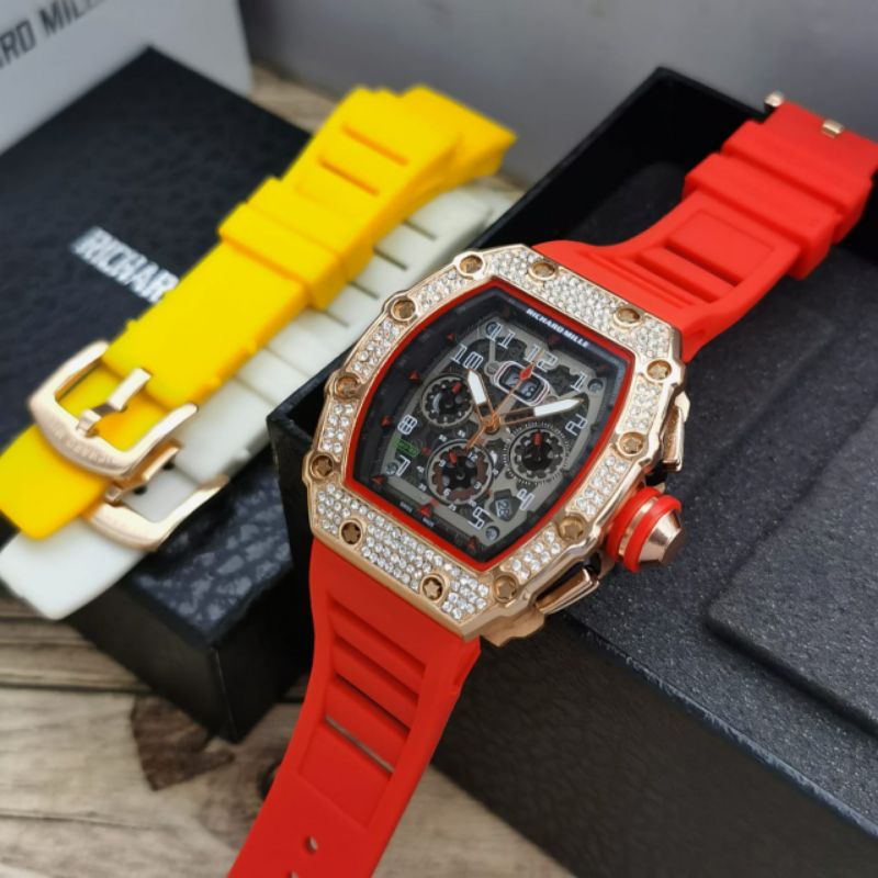 Jam Tangan Pria Richard Mile RM 1040 Crono Tanggal Aktif - Free Tali Box RM Batre Cadangan Original