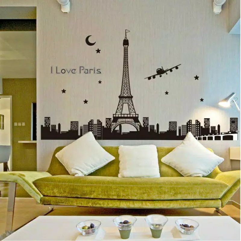 WALLSTICKER DEKORASI DINDING TEMBOK I LOVE PARIS GLOW IN THE DARK good hokkyshop