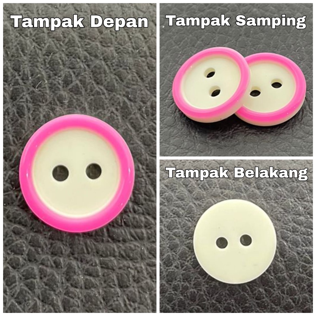 Kancing kemeja warna variasi ukuran 22L /14mm KUALITAS EXPORT D2844-22 Pink, Biru,  Avocado / hijau,