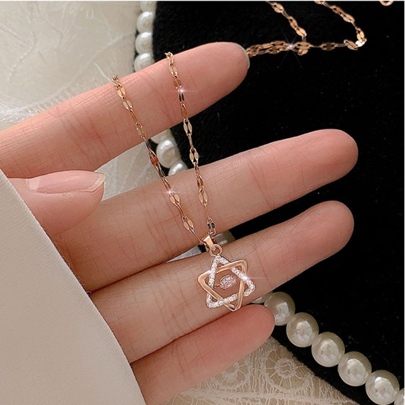 Kalung Titanium Wanita Anti Karat Bintang Liontin Berlian Liontin Grosir Korea Fashion Aksesoris