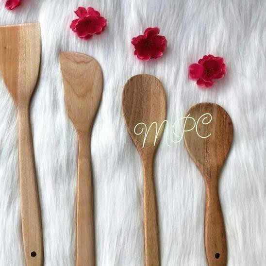♣ Set Sutil Kayu Mahoni / Spatula Kayu / Sodet Kayu isi 5 ☏