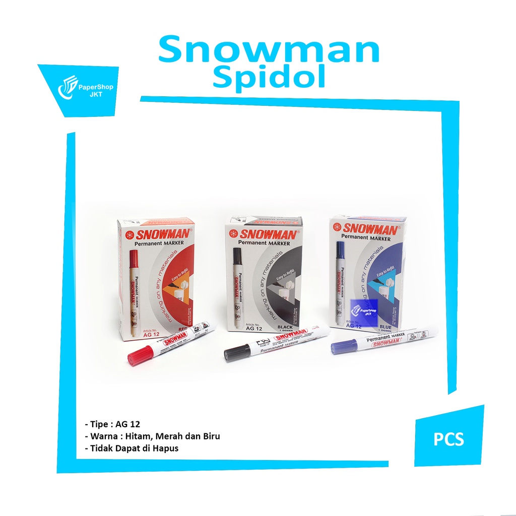 

SNOWMAN - Spidol Permanent Warna AG-12 - Pcs