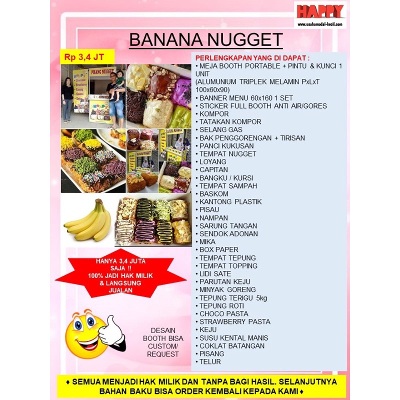 PAKET USAHA FRANCHISE MAKANAN BANANA NUGGET PISANG MANIS VIRAL - GEROBAK BOOTH PORTABLE KEMITRAAN