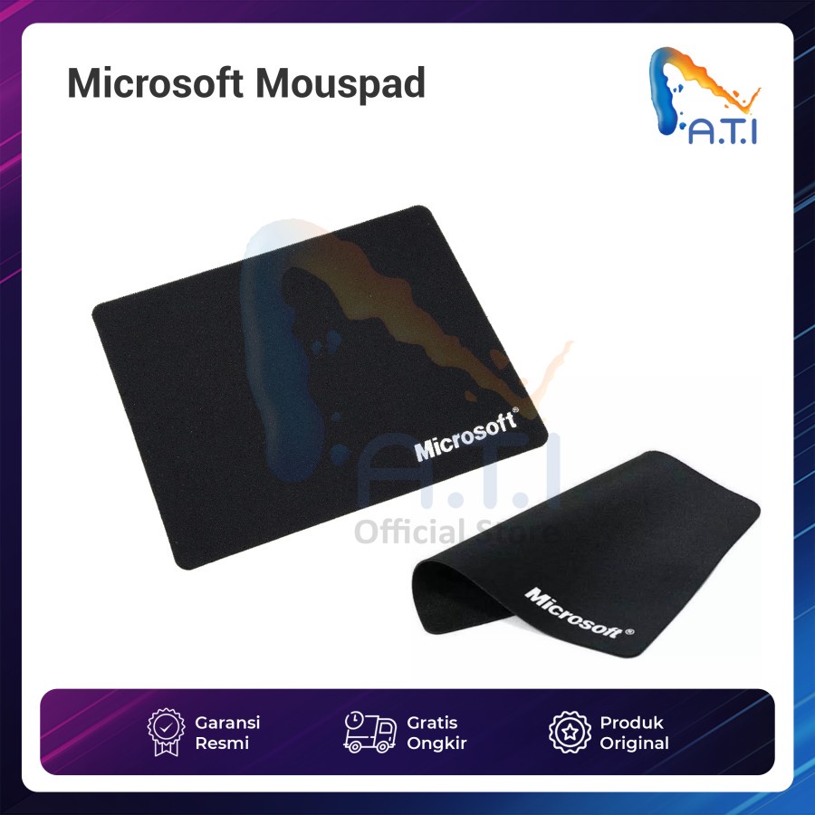 Jual MOUSEPAD Microsoft Mouse Pad Logo Microsoft Hitam Bagus Murah