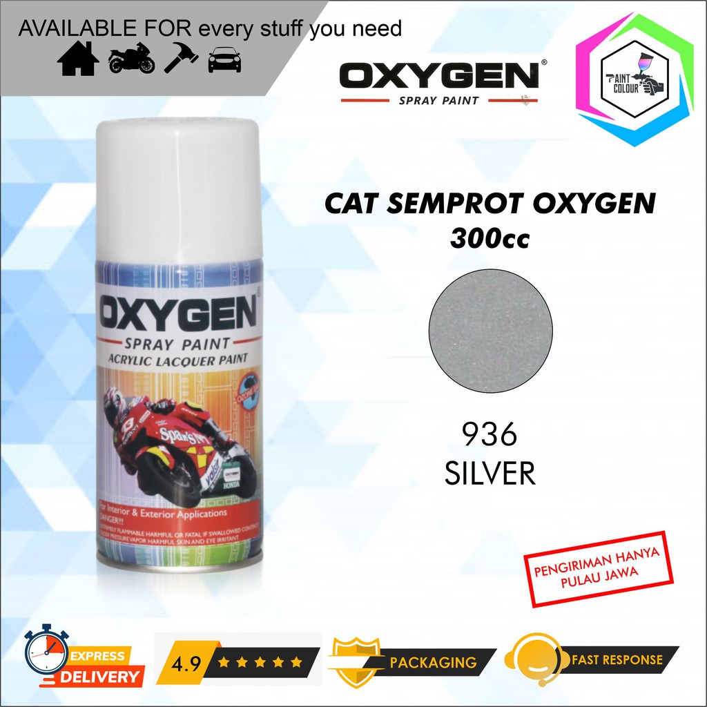 Cat Semprot / Pylox OXYGEN Acrylic Spray Paint - 936 Silver