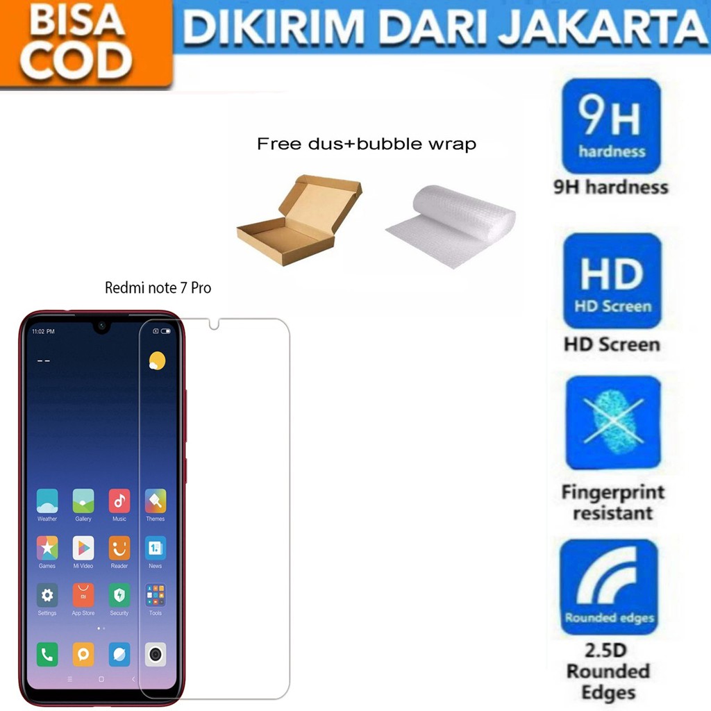 Xiaomi Redmi Note 7 Pro Tempered Glass Screen Protector Anti Gores