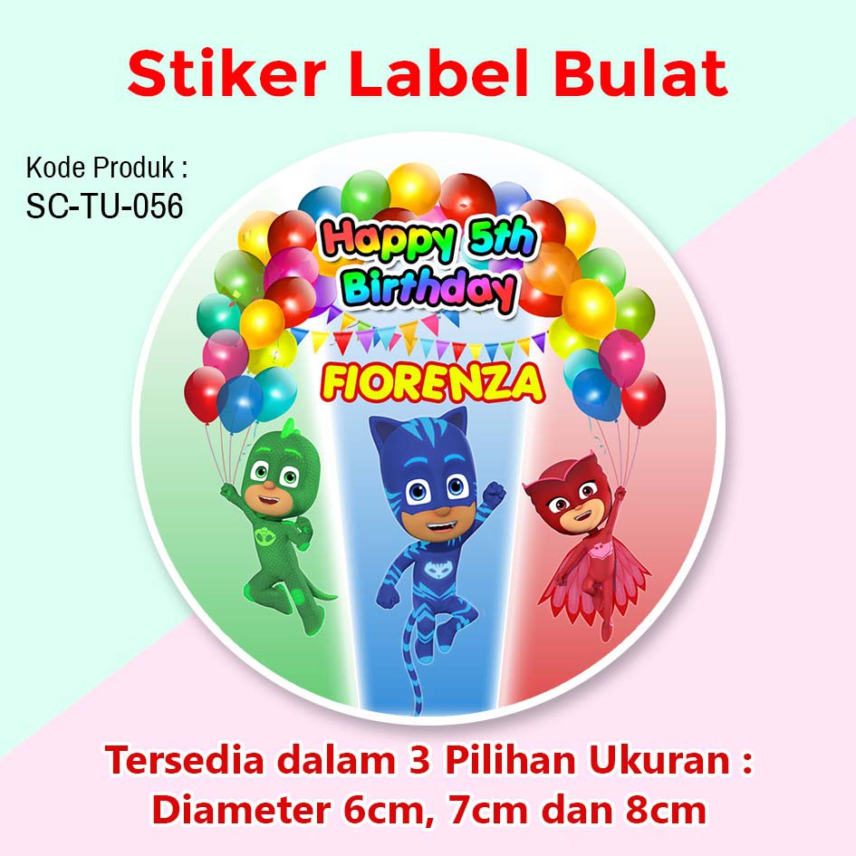

STIKER LABEL ULANG TAHUN ANAK TUMPENG MINI STICKER SOUVENIR PJ MASK