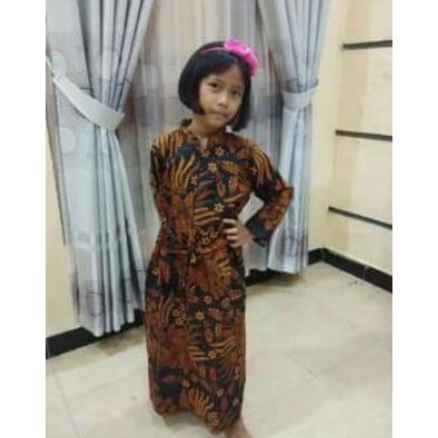 JAVA GA017 gamis anak batik katun halus couplee pekalongan grosir murah motif bunga