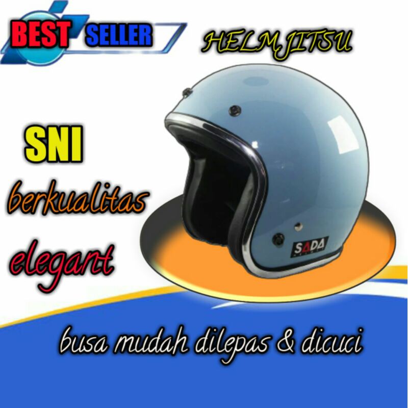 Helm Helem Hlem Helmet Motor Bogo Retro Dewasa Pria Wanita Cowok Cewek Jitsu Tosca Blue Sni Ori