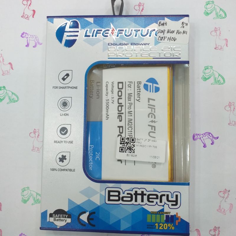 BATERAI ASUS ZENFONE MAX PRO M1 / M2 / C11P1706 / 5500mAh / Life Future (DOUBLE POWER)