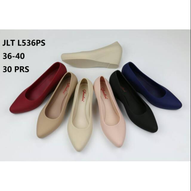 Jelly shoes  wadges casual daff glanzton  L536PS sepatu 