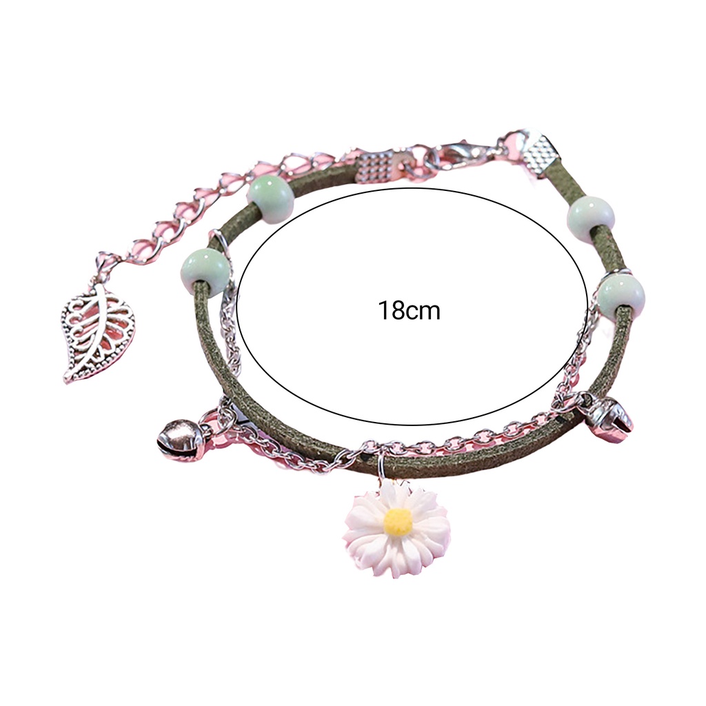 Hu Hu Hu Hu Hu Alat Bantu Pasang Kacamata♡ Gelang Double Layer Adjustable Desain Daun Chrysanthemum Gaya Vintage Untuk Wanita