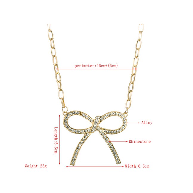 LRC Kalung Fashion Gold Color Bowknot Thick Chain Alloy Necklace P51168