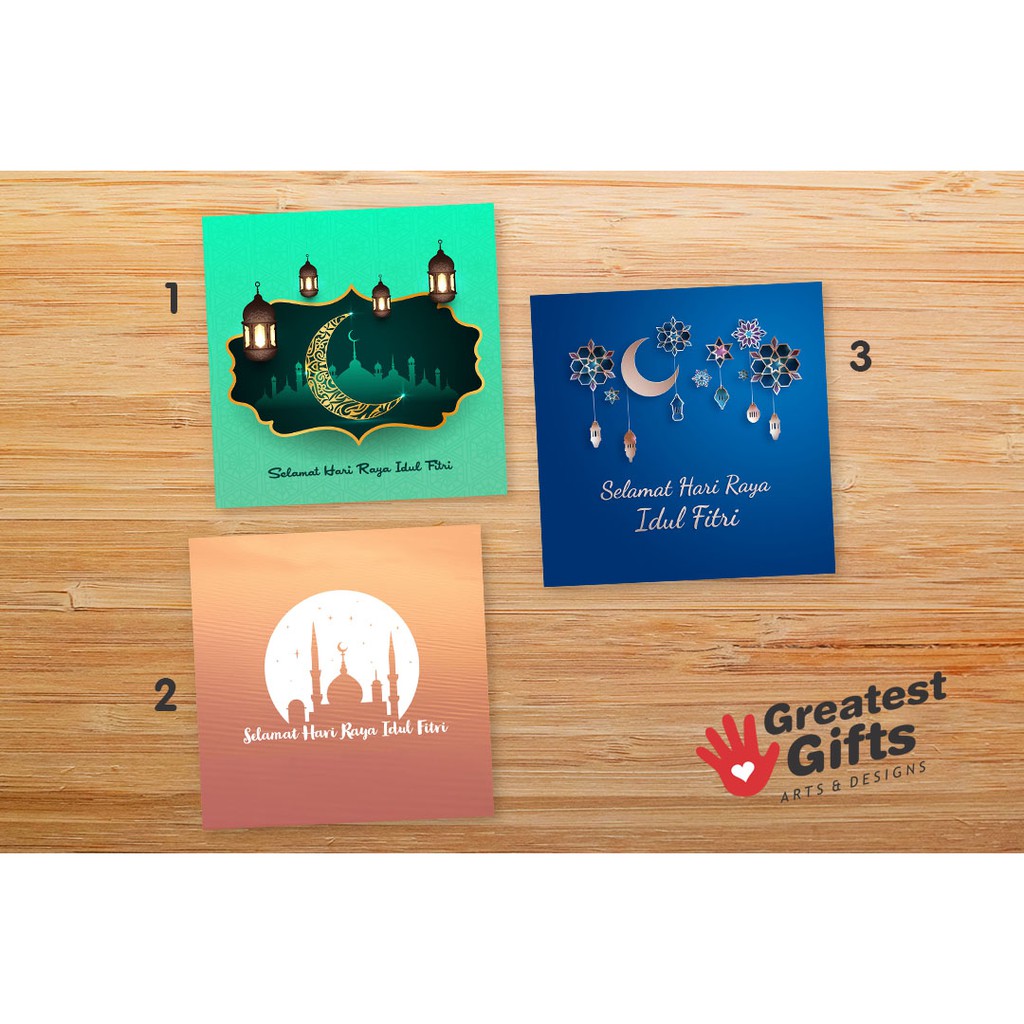 

Kartu ucapan IDUL FITRI Hari Raya Kotak 10x10 cm Greeting Gift Card Hang Tag Hampers