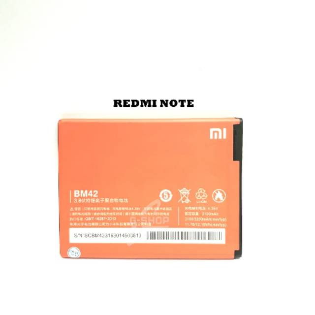 BATERAI / BATTERY / BATRE XIAOMI REDMI NOTE / BM42 ORIGINAL