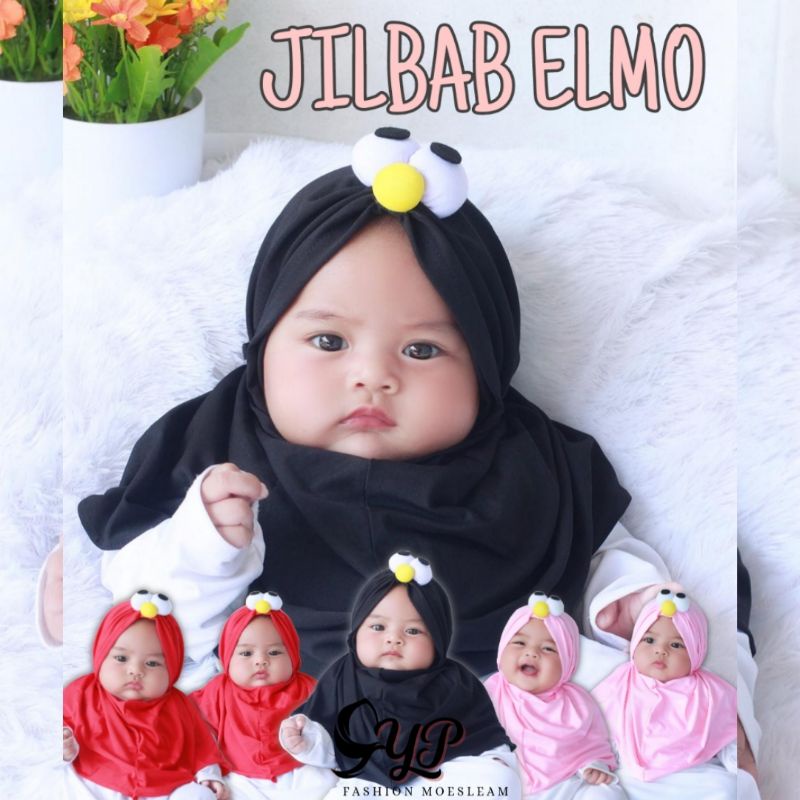 Jilbab anak bayi elmo/emoticon usia 0-3 Tahun / HIJAB BABY