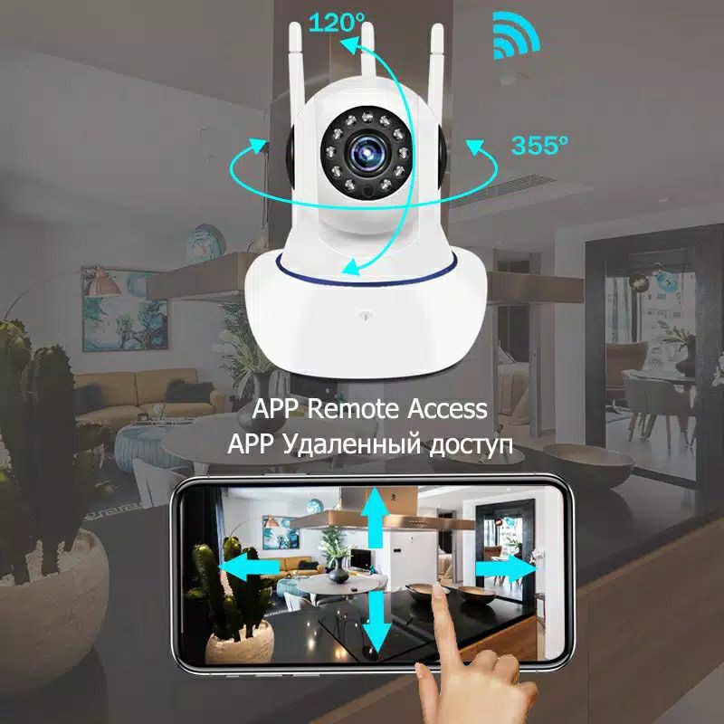 Ip Camera Cctv Wireless Wifi Rotary 3 Antena 1080HD/IP CAM Home Security APP V380 Kamera Pengintai Full HD