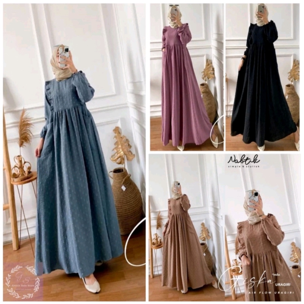 Gamis Crinkle Air Flow Uragiri Dress Giska Terbaru