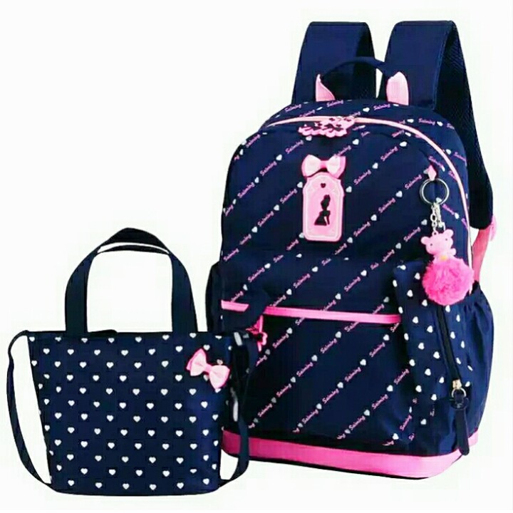 Tas Ransel Anak_Tas Ransel Cewek_Tas Sekolah_ Tas Sekolah Anak_Tas 4 IN 1Motip Sinderela