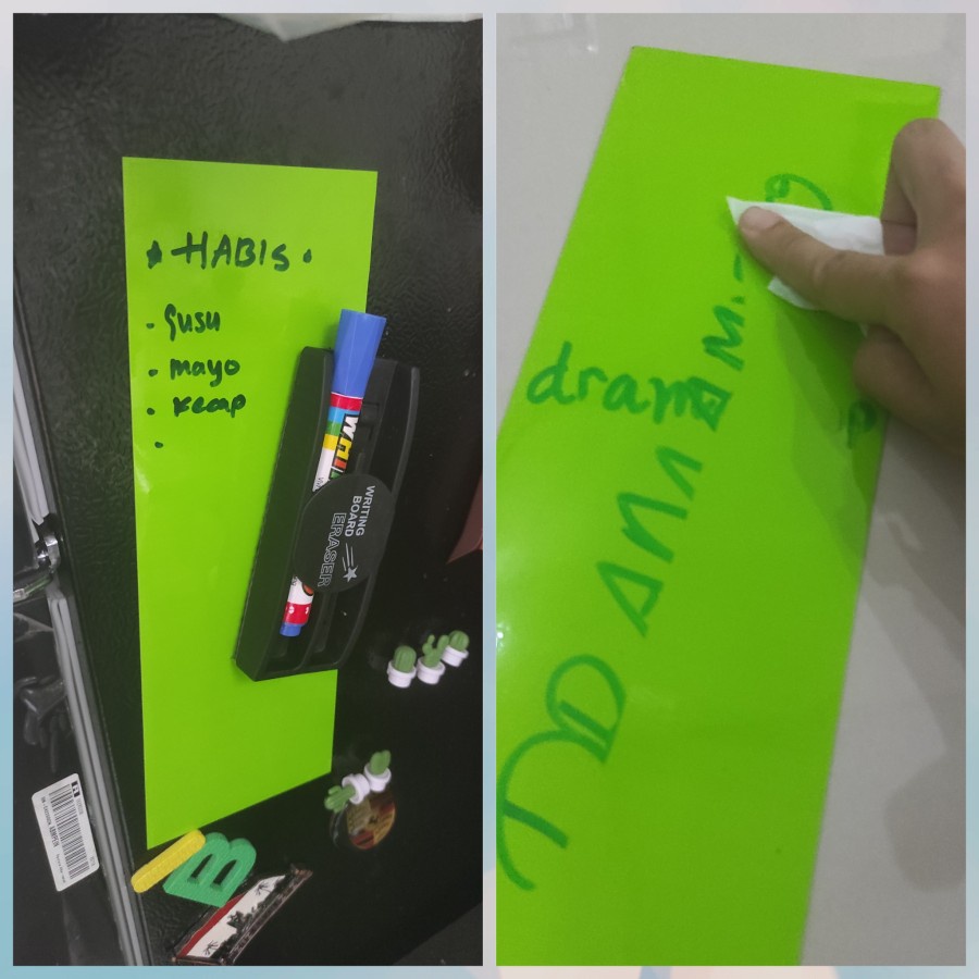 papan planner jadwal sticky note memo tulis tempel magnet lembar lembaran soft magnetic sheet kecil kulkas rak besi warna random