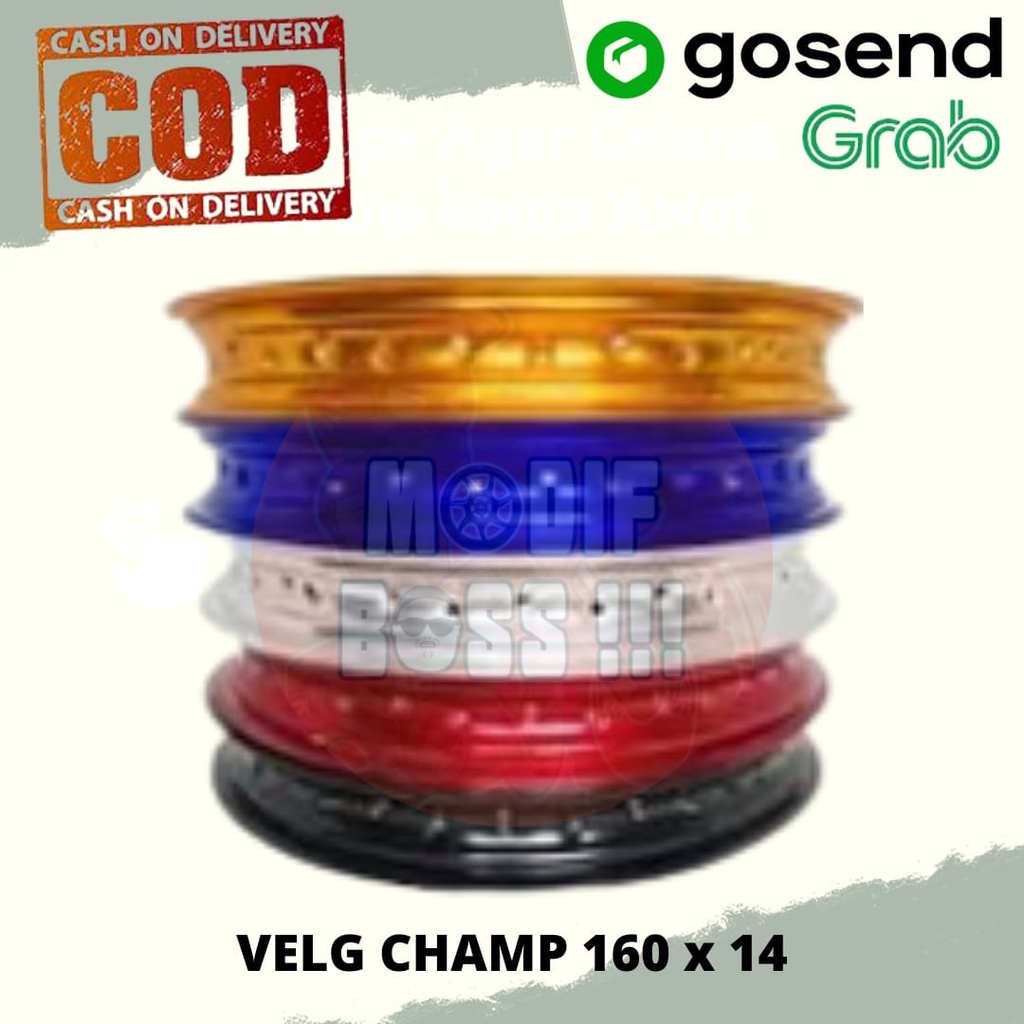 VELG RUJI RIM MOTOR MERK CHAMP RING 14-160 MERAH SILVER GOLD BIRU