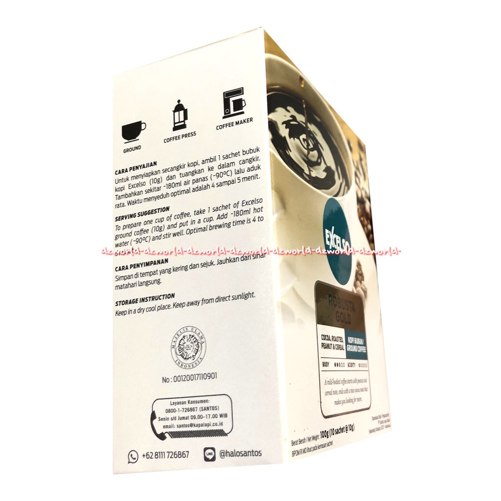 Excelso Robusta Gold 10sachet Kopi Bubuk Kopi Instan Ekselso Exselso Kemasan Box Kotak Excelso Robusta Ground Coffee