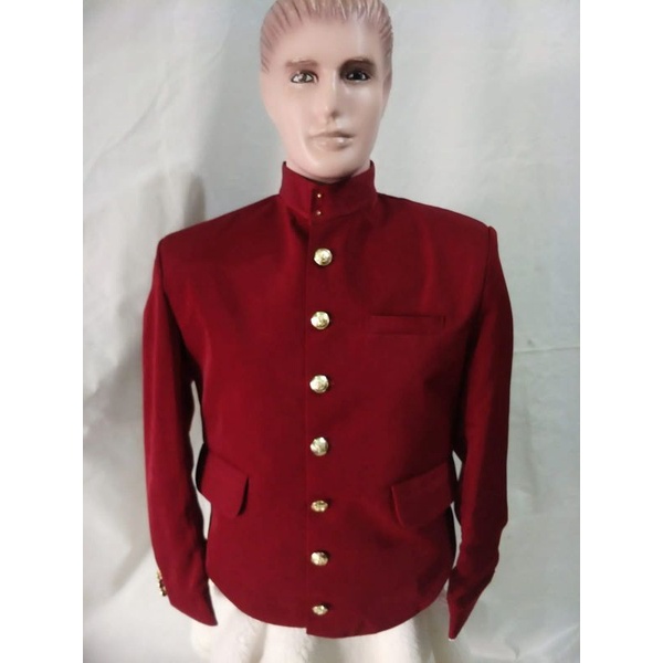Beskap Pria Adat Jogja Solo Warna Merah Maroon Bahan Press Bridal