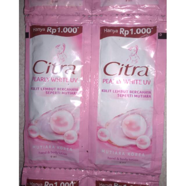 Citra Handbody Sachet 7 ml Mutiara Korea Bengkoang isi 6 Sachet