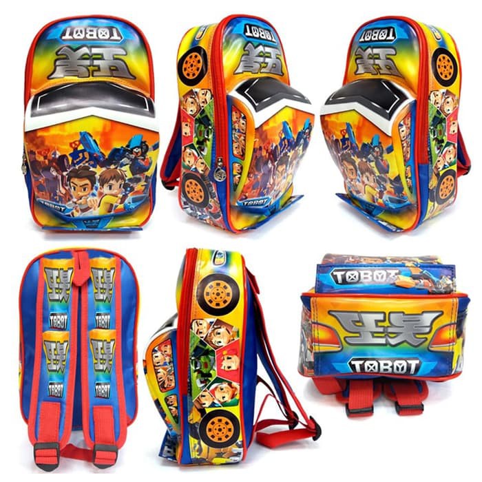 PROMO TERMURAH FREE ONGKIR !!! Tas Ransel Anak TK Anti AirMobil On The Road Tobot - Biru Putih OTR TOBOT