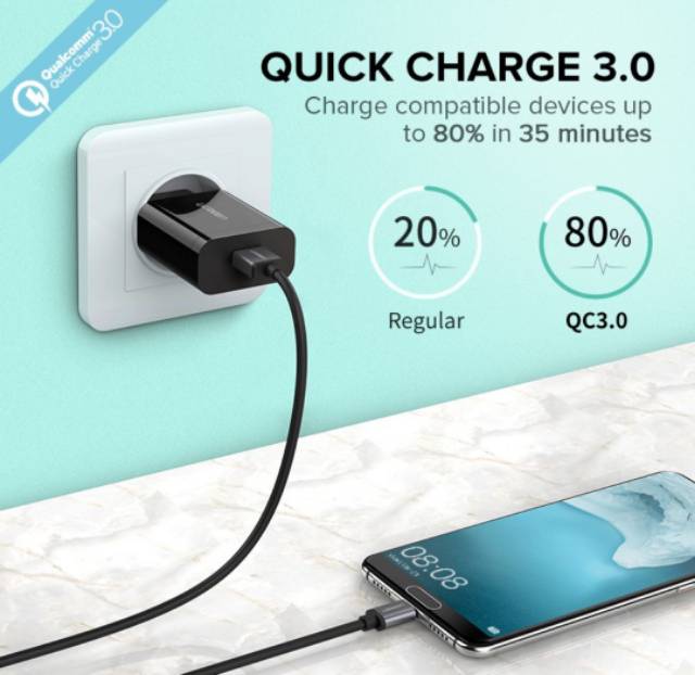 Ugreen Fast Charger 18 Watt 3A Qualcomm QC 3.0 Original Fast Charging