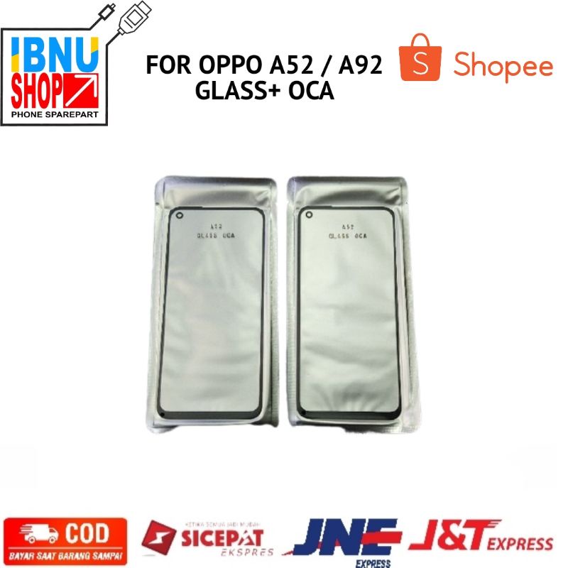 GLASS Kaca lcd + Lem Oca Kering Oppo A52 A92 2020 Kaca Depan Kaca Touchscreen Glass Lcd ts