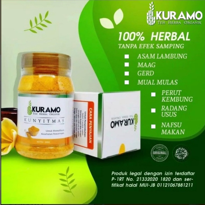 Jual Obat Tradisional Herbal Sakit Lambung Maag Kuramo Kunyit Mas