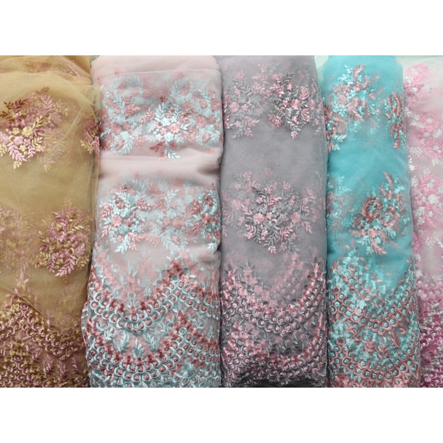 Kain tulle bordir 2tone/kain kebaya