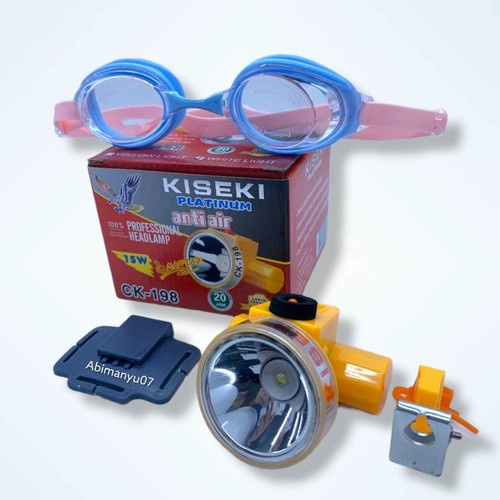 Senter Kepala Kiseki Anti Air CK 198 15W Headlamp Kiseki CK 198 BONUS KACAMATA RENANG - Senter Kepala Waterproof 15W KISEKI CK-198 | FMS