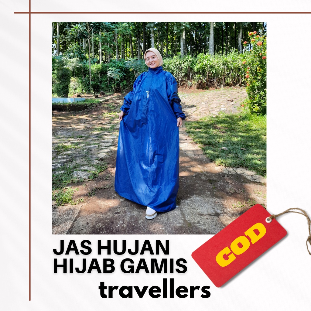 Travellers / Jas Hujan / Jas Hujan Wanita / Jas Hujan Wanita Gamis Syari Jumbo / Raincoat Mantel Mantol Jas Ujan Motor Dewasa Jumbo Big Size Setelan Rok Celana Terusan Muslimah Korea Pria Wanita PVC Tebal Murah