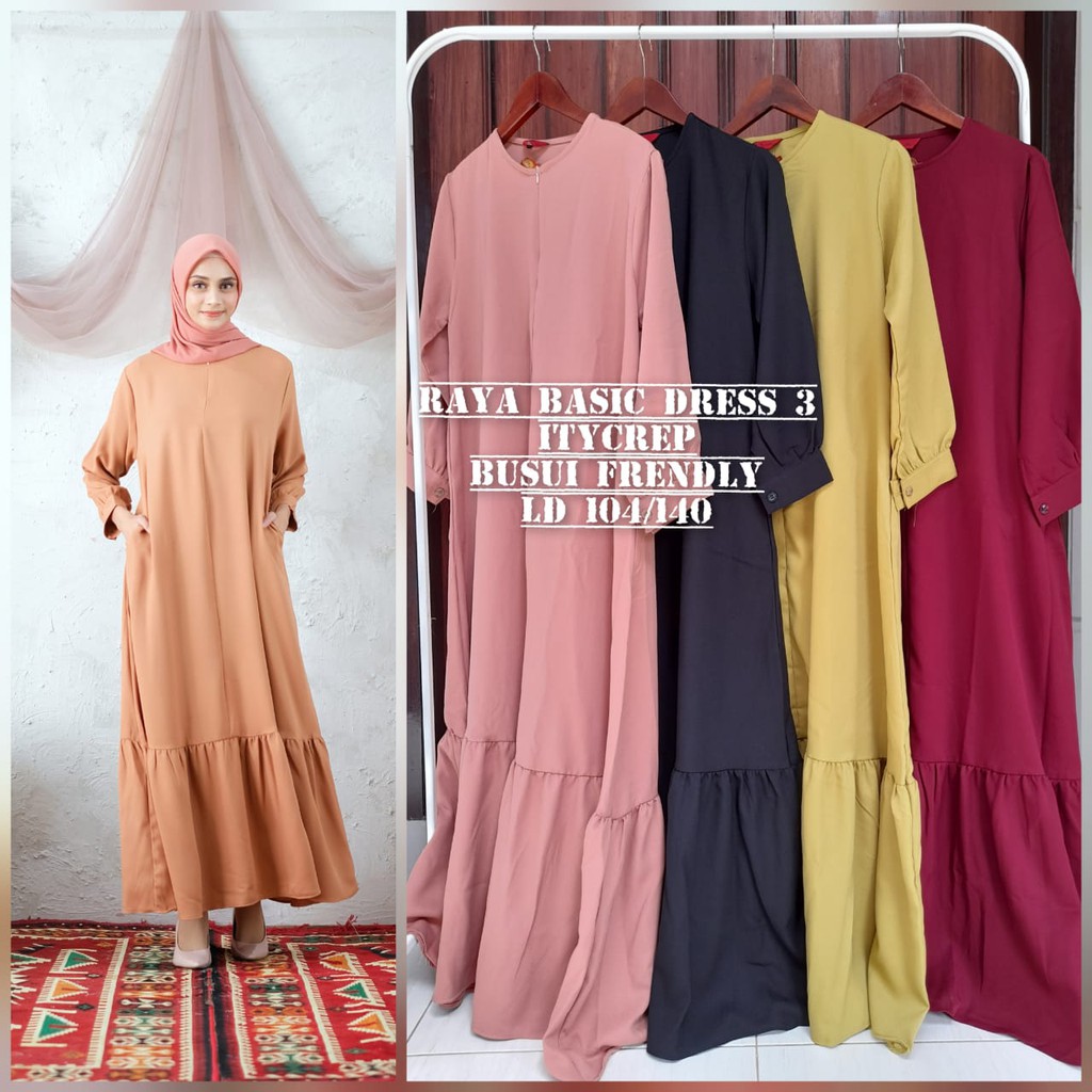 GAMIS BABYDOLL BASIC/ ITY CREPE GAMIS BABYDOLL BUSUI RAYA BASIC DRESS 3