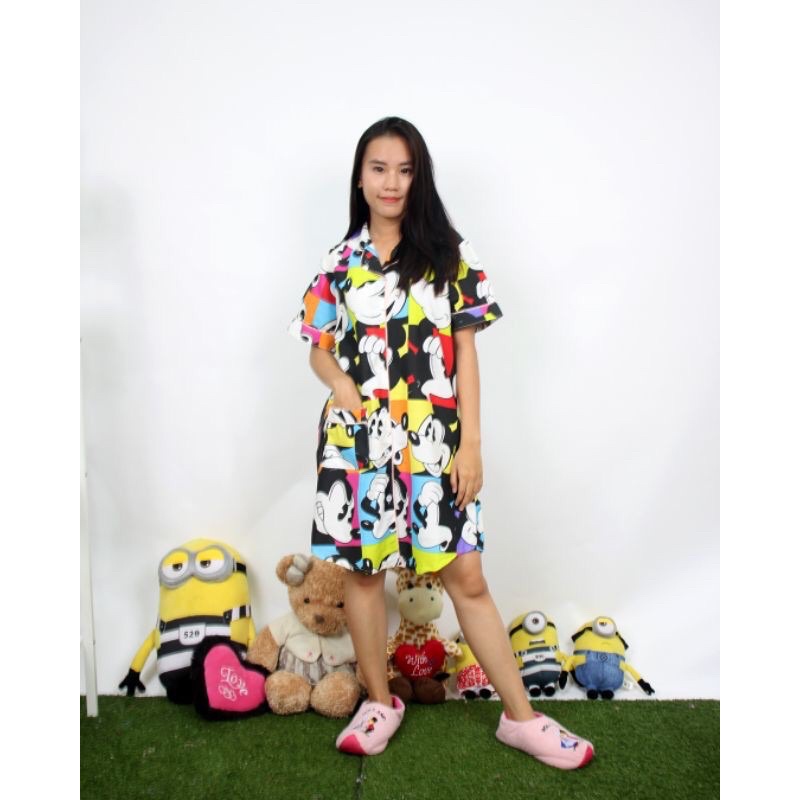 Baju Tidur Dress Daster Mickey Mouse / Piyama / Baju Wanita