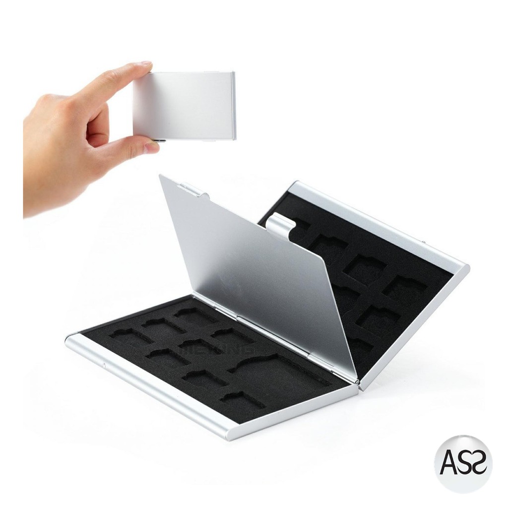 ASS Shop - Metal 18 in 1 Aluminium 16 Micro SD + 2 SD Card Storage Box - JJC