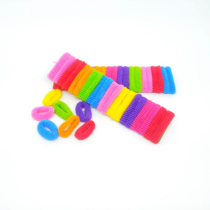 Ikat Rambut Korea Donat kecil 2 cm isi 20 pcs Warna Rainbow