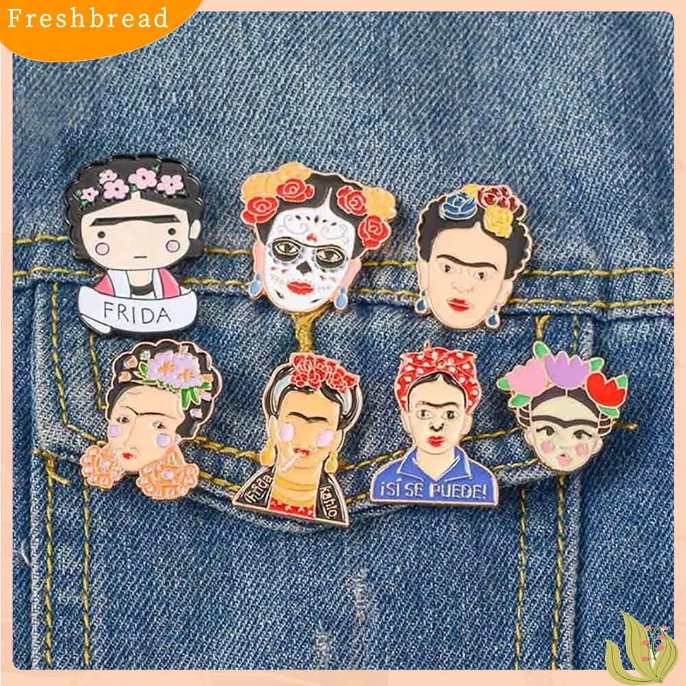 [ TERLARIS]Cartoon Enamel Frida Kahlo Mexican Badge Collar Brooch Pin Clothes Jewelry 