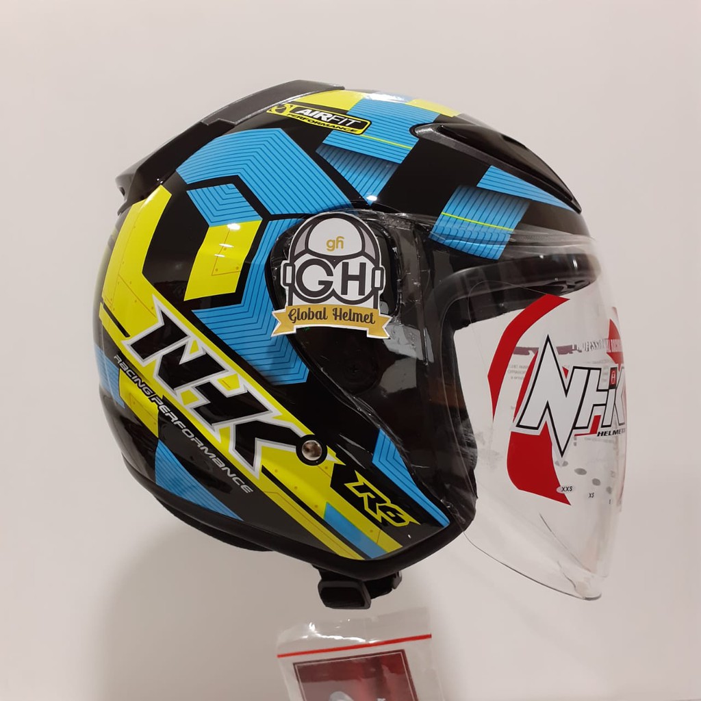 HELM NHK R6 CUBE BLACK YELLOW LIGHT BLUE NHK R-6 MOTIF CUBE BLACK YELLOW LIGHT BLUE